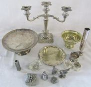 Assorted silver plate and pewter inc candelabra