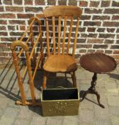 Pine farmhouse chair (legs cut down), towel rail,