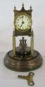 Gustav Becker brass anniversary clock (no dome) H 27 cm