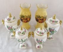 Pair of Aynsley 'Orchard gold' windsor vases H 21.