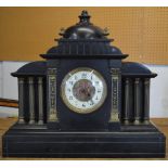 Heavy slate mantle clock of classical architectural form