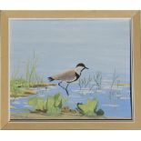 Framed oil on canvas of a wading bird by Richard Maitland Laws CBE FRS ScD (1926-2014) - Director