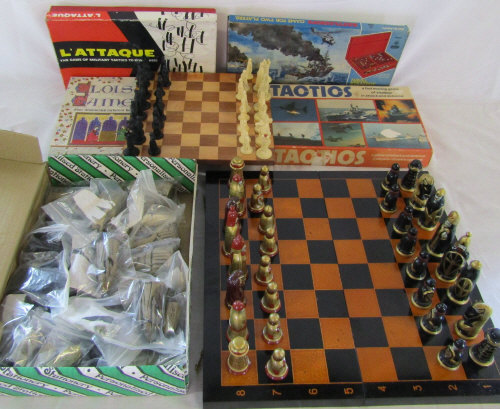 Selection of board games & chess boards and pieces