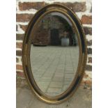 Oval bevelled mirror H 79 cm