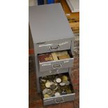 Ex-watchmaker, filing cabinet full of watch movements, parts, dials,