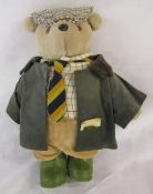 'Hooray Henry' the Sloane bear by Gabrielle with Barbour jacket H 36 cm