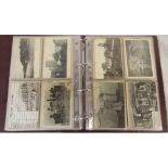Brown postcard album containing approximately 200 real photographic,