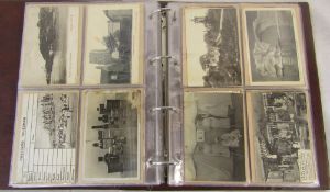 Brown postcard album containing approximately 200 real photographic,