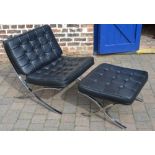 Faux leather and chrome Barcelona chair and matching footstool