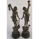 Pair of spelter table lamps (af) H 55 cm