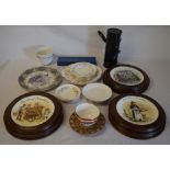 Various mounted collectors plates, Royal Worcester cake server,
