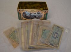 Various old coins and bank notes