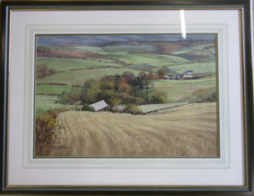 Pastel drawing 'Waving corn near Hartrow' by Barry Watkin 76 cm x 59 cm (size including frame)