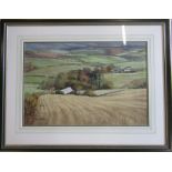 Pastel drawing 'Waving corn near Hartrow' by Barry Watkin 76 cm x 59 cm (size including frame)
