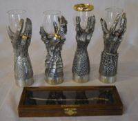 4 Lord of the Rings Royal Selangor pewter goblets comprising of Hand of Gandalf, Hand of Smeagol,