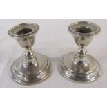 Pair of small weighted silver candlesticks Birmingham 1909 H 8 cm