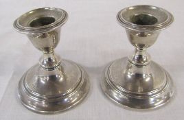 Pair of small weighted silver candlesticks Birmingham 1909 H 8 cm