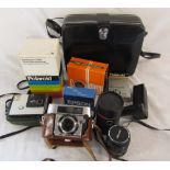 Various camera equipment - Pentax auto focus 35 mm, Miranda lens,