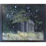 Atmospheric oil on board of a church by Lincolnshire artist George Odlin signed and dated lower