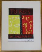 Lithographic poster print by Pablo Picasso advertising the 1955 Vallaurs Exhibition,