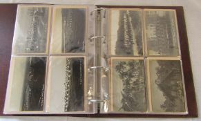 Postcard album containing various postcards inc Military,