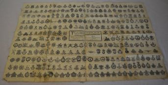 Canvas comprehensive chart illustrating over 300 badges used by the military during WWI,