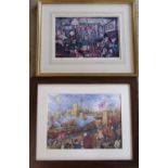 2 framed Colin Carr prints - 150 years of the railways and The waiting chair