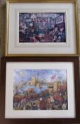 2 framed Colin Carr prints - 150 years of the railways and The waiting chair