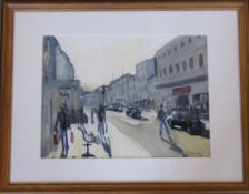 Social impressionist oil on board of a High Street scene featuring Woolworths signed D Humble 06 60