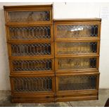2 Globe Wernicke sectional bookcases with leaded glass with makers labels