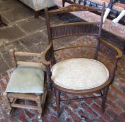 Inlaid Edwardian chair & a child's rocking chair