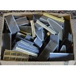 Large box of model railway scenery including station parts / sections