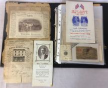 Album containing 19th & 20th century printed items including promotional flyers for coach builders,