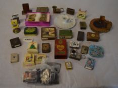 Various interesting matchbox covers/holders including motto ware,