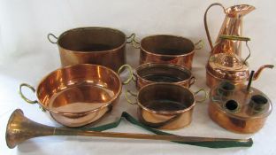 Various copper inc tureens,