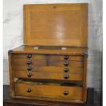 Vintage Moore & Wright wooden tool cabinet/drawer set (one drawer missing) currently full of small