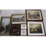 Various prints & tapestry dated 1883