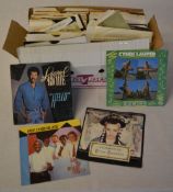 Box of assorted singles including Lionel Richie, Cyndi Lauper,