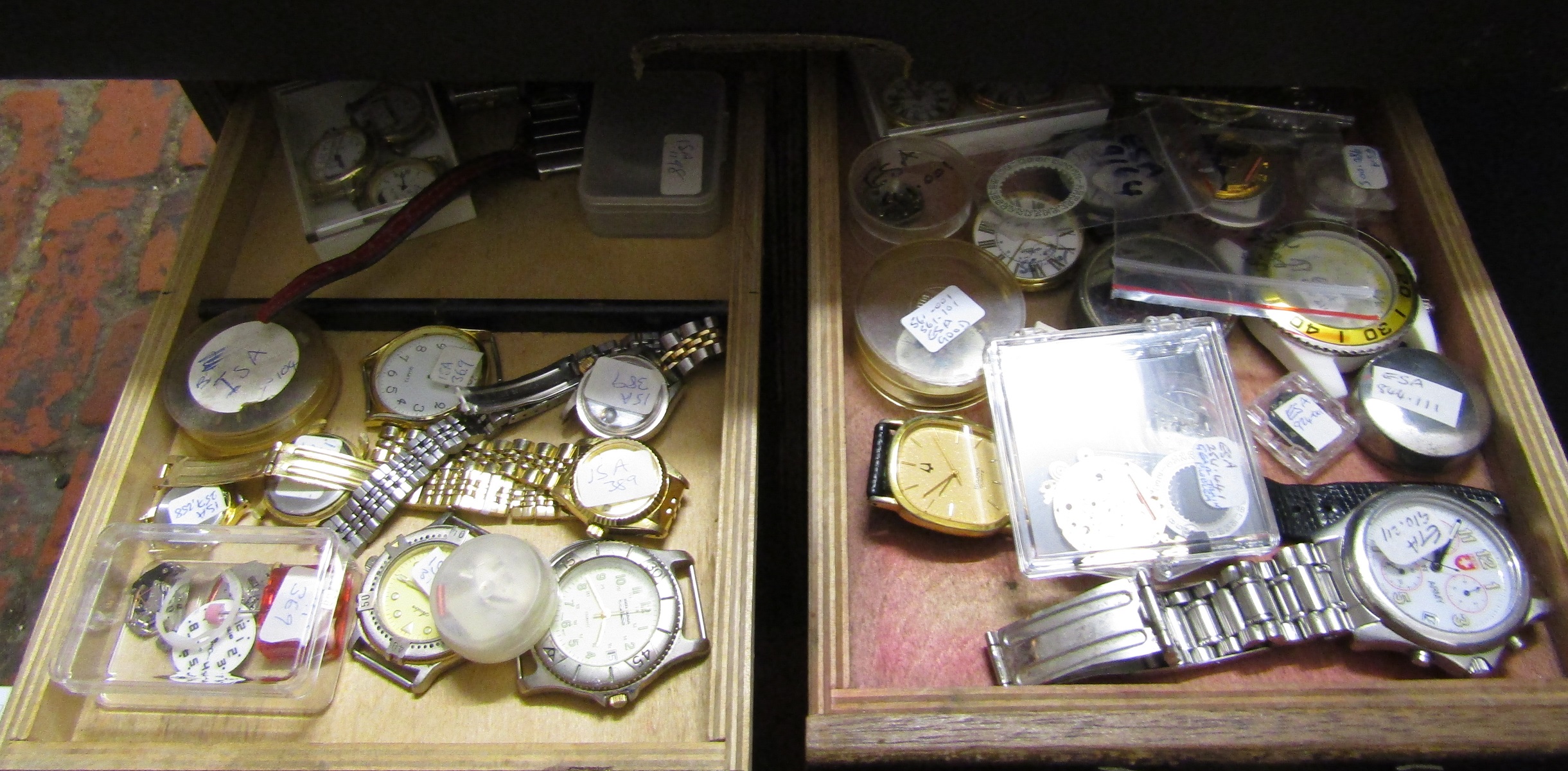 Watchmakers cabinet including mainsprings, watch movements, lathe tools, gravers, washers, - Image 10 of 11