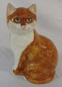 Large fireside Babbacombe Pottery ginger and white cat H 31 cm