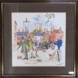 Watercolour 'Bull Ring, Grimsby' by Colin Carr signed and dated 81 31 cm x 30.