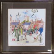 Watercolour 'Bull Ring, Grimsby' by Colin Carr signed and dated 81 31 cm x 30.