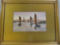Watercolour of Whitby Harbour by Sam Varley signed and date 1917 44.5 cm x 34.