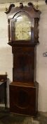 Large Yorkshire Victorian 8 day longcase clock with painted dial & mahogany veneer case,