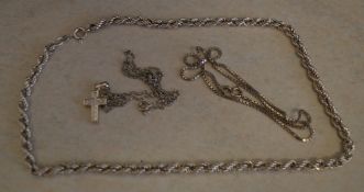 3 silver chains, total approx weight 0.