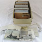 Box of assorted Naval and shipping postcards,