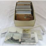 Box of assorted Naval and shipping postcards,