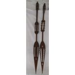 2 vintage tribal ceremonial spears c.