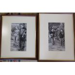Pair of framed charcoal drawings of musicians signed by Kathleen M Sisterson MA 47 cm x 62 cm and