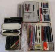 Assorted fountain pens, dip pens,